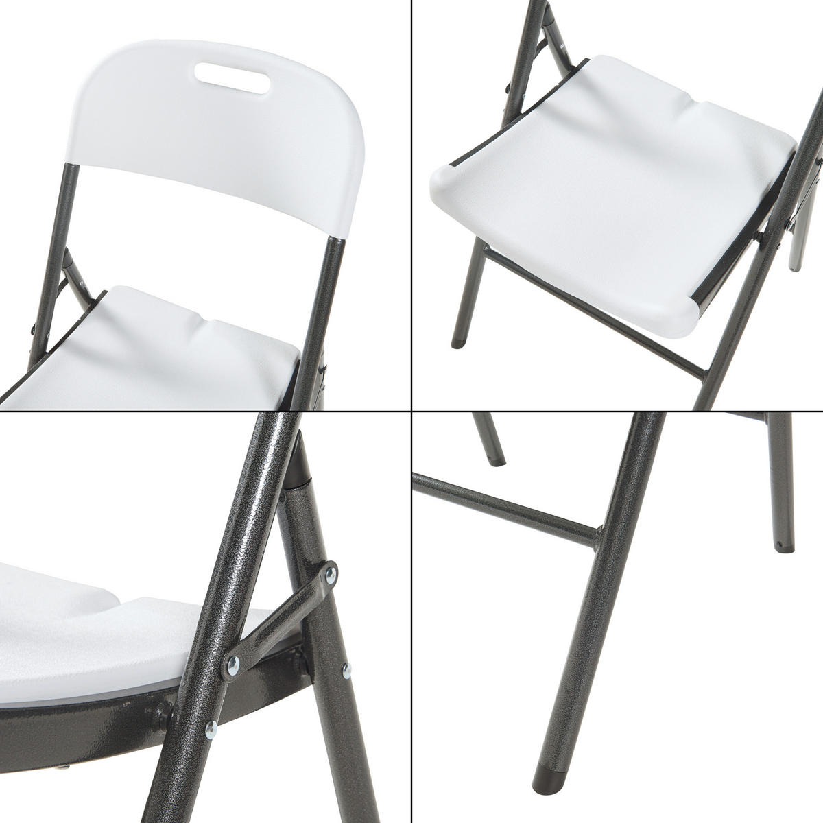 KLAPPSTUHL Ljusnarsberg - Weiß, Kunststoff/Metall (46/87/53cm) - [en.casa]