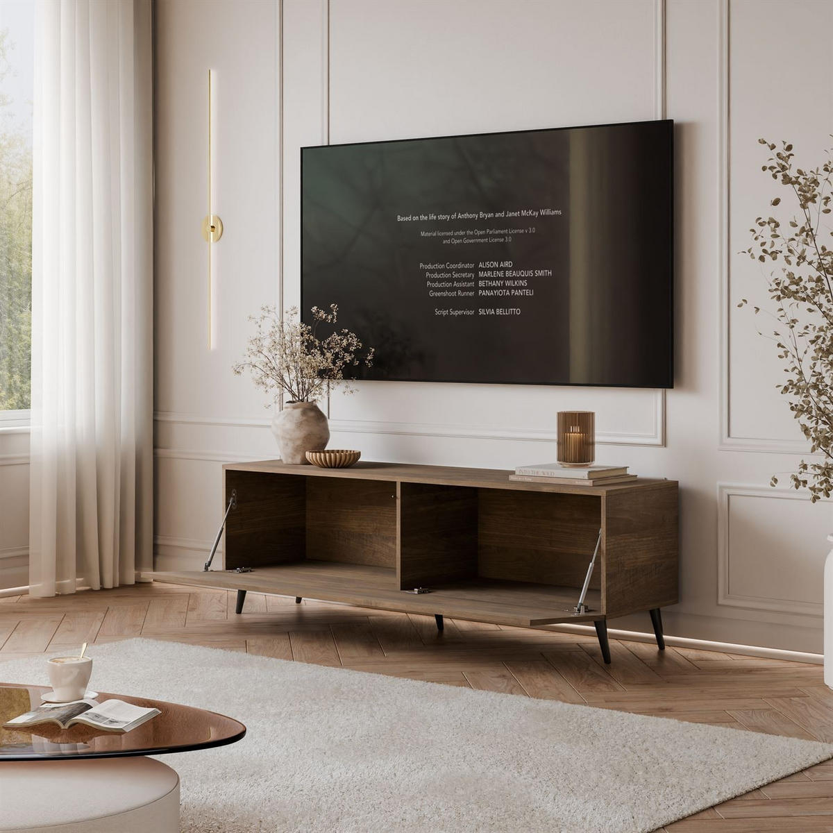 TV-UNIT COLGANTE NUSSBAUM 150 auf Füßen LED - Nussbaumfarben, Holzwerkstoff (150/49/40cm) - Lookway