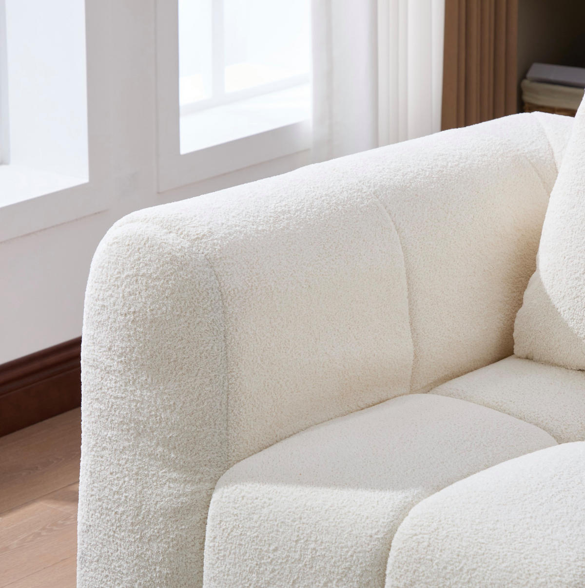 3-SITZER Sofa aus Stoff 260x94,5x80 cm Beige modular, montagefrei mit tiefer Sitzfläche und Armlehnen - Beige, Textil (260/70/95.5cm) - Modfu