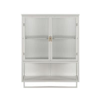 KÜCHENOBERSCHRANK 60x23x78 cm Weiß aus Glas & Metall mit geriffeltem Glas & offenen Ablagen - Weiß, Glas (60/78/23cm) - Modfu