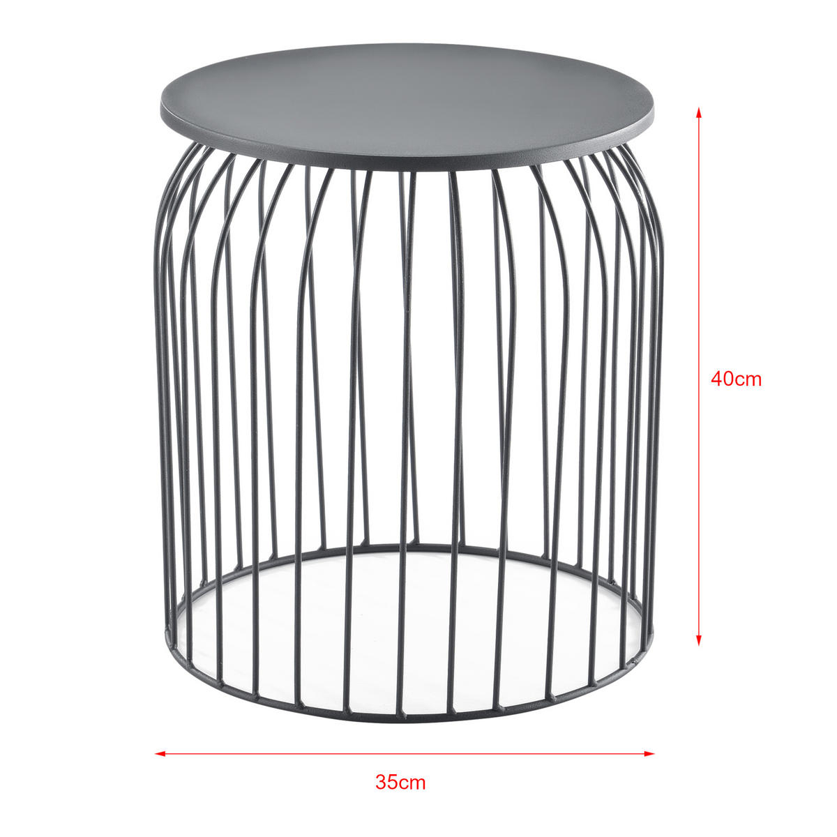 BEISTELLTISCH Amherst 3er Set - Grau, Metall (40/40/46cm) - [en.casa]