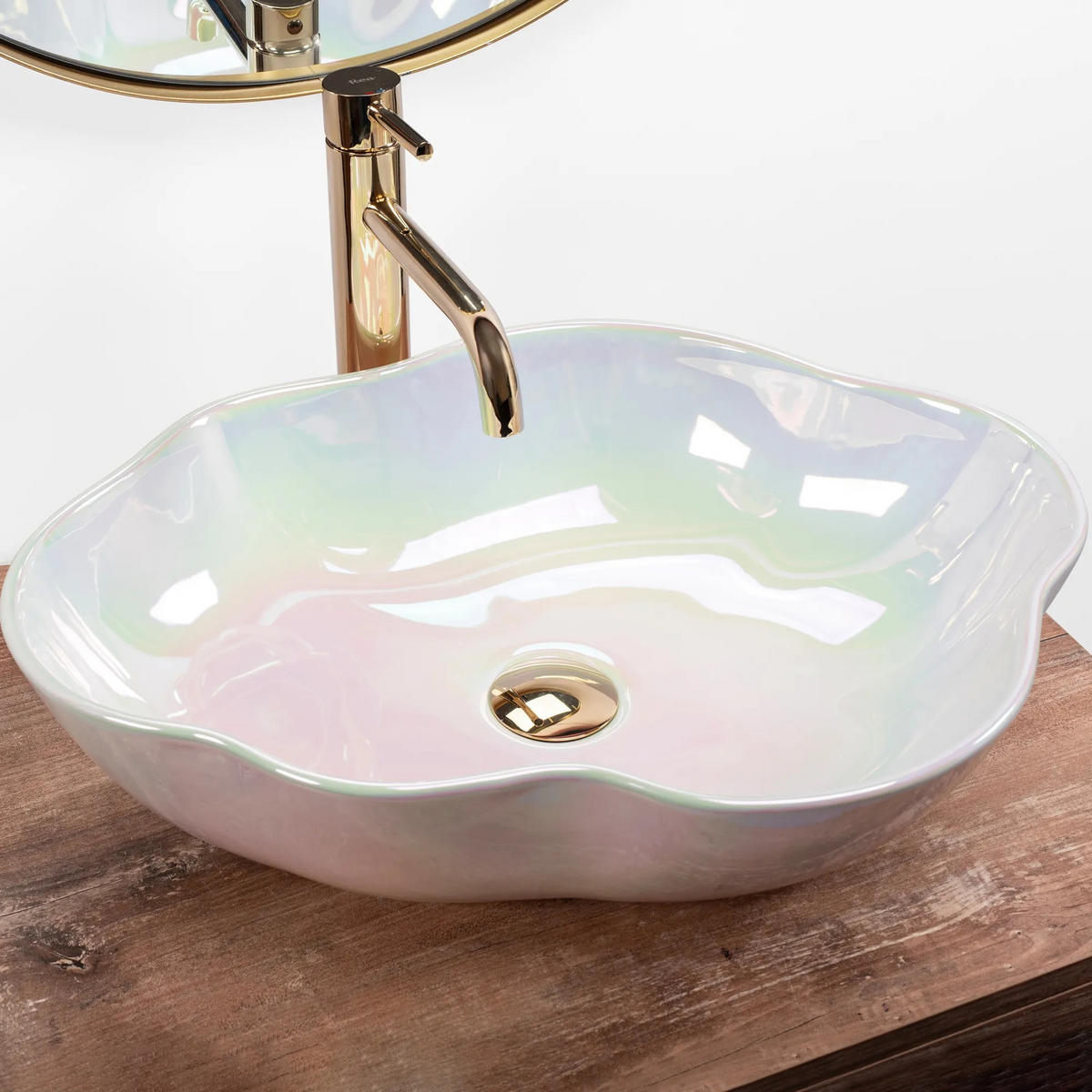 AUFSATZWASCHBECKEN Rea Akoya Pearl - Pink, Keramik (38/13.5/50.5cm) - REA
