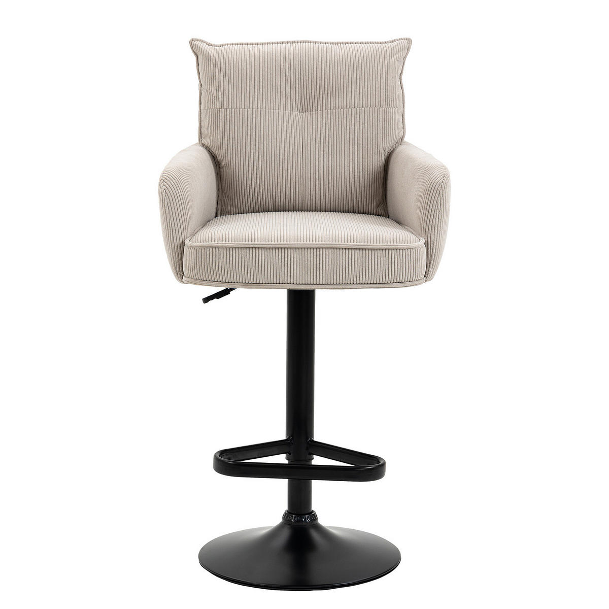 BARSTUHL - 2er-Set - Höhenverstellbar - Cord / Eisen - Beige, Textil/Metall (54/98/58cm) - home24