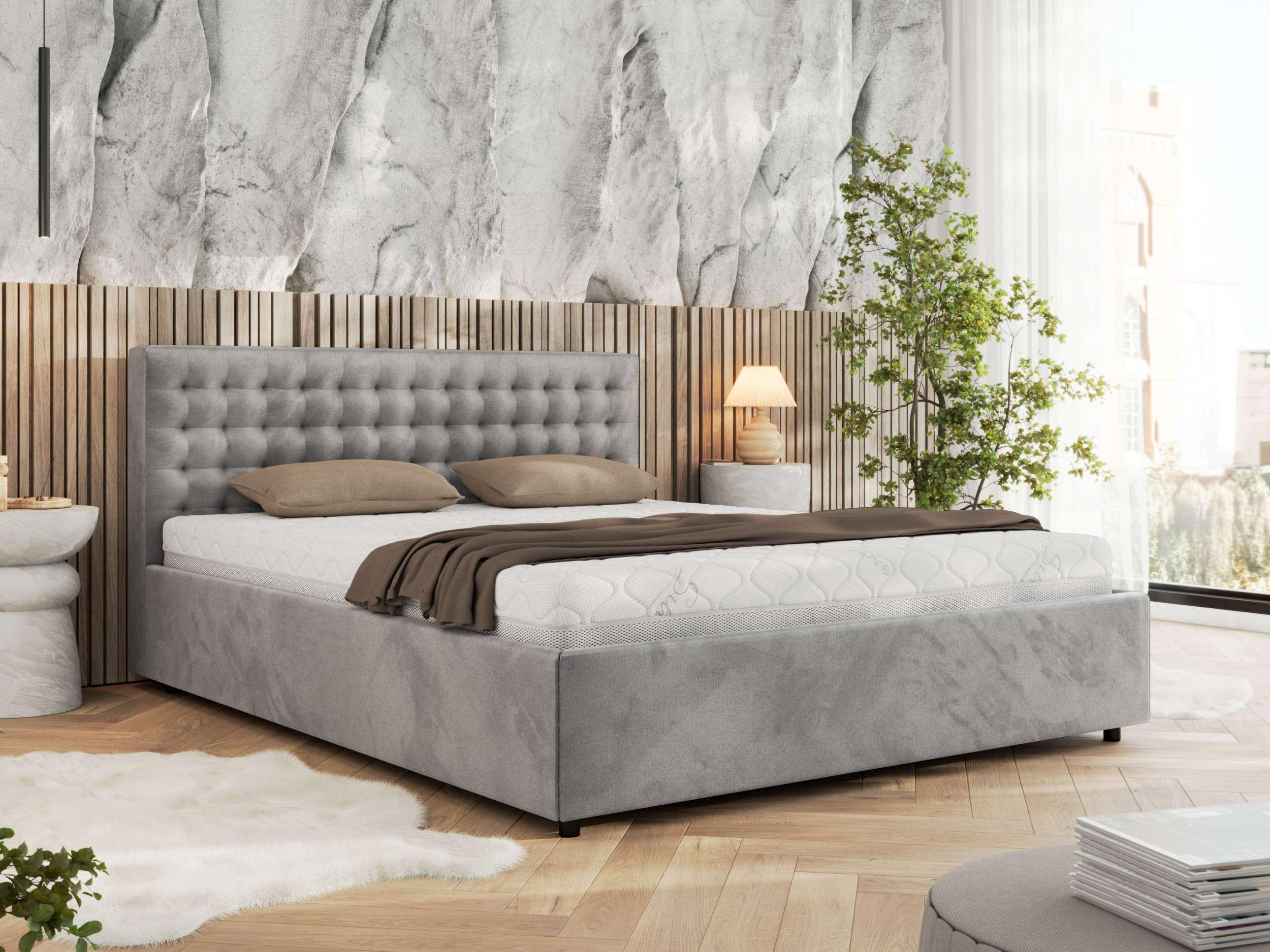 POLSTERBETT PAVO CLASSIC 140/200 - Hellgrau Velvet - Schaum-Matratze - Hellgrau, Textil (140/200cm) - MKS