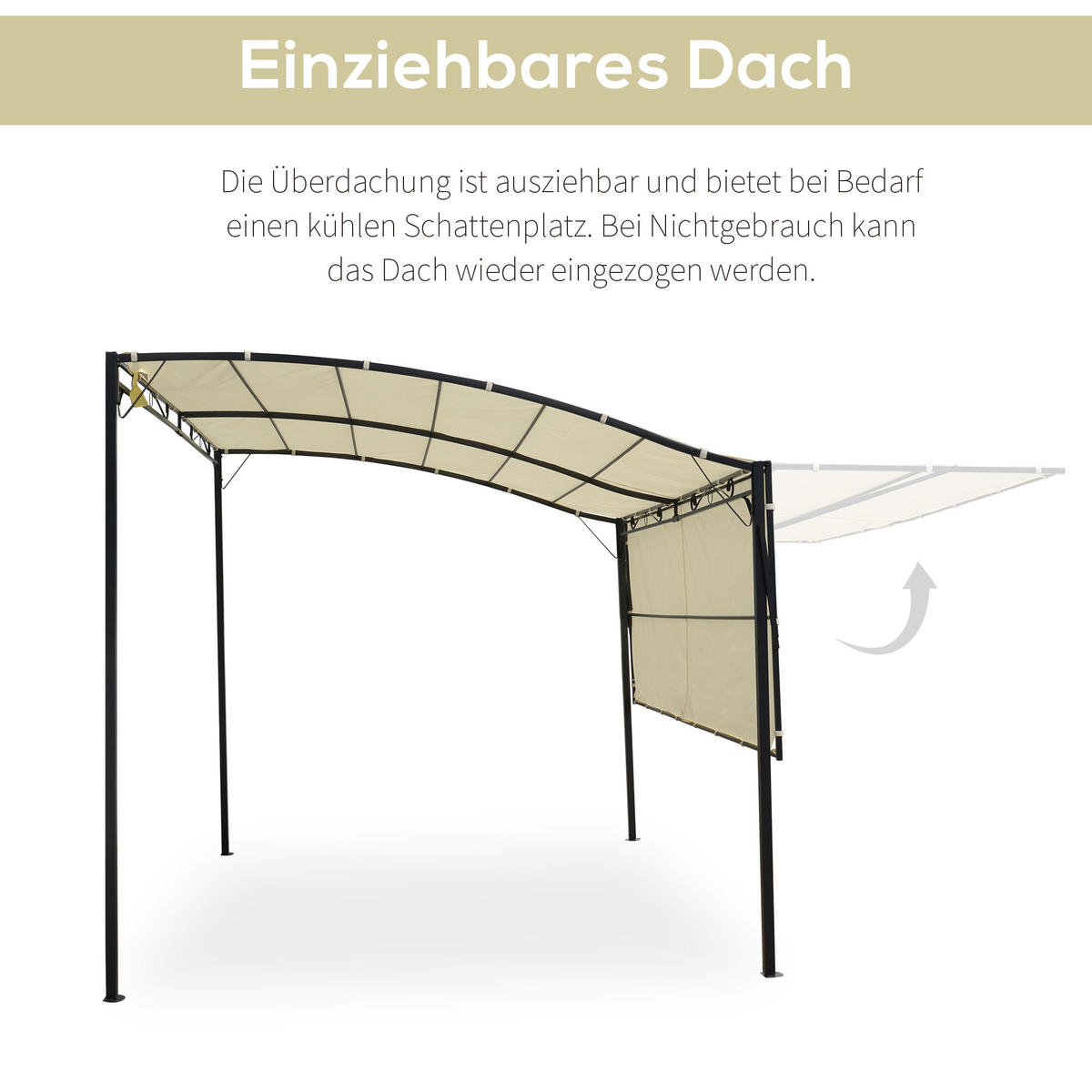 PAVILLON Stahl+Polyester Creme+Schwarz - Creme, Kunststoff/Metall (250/250/300cm) - Outsunny