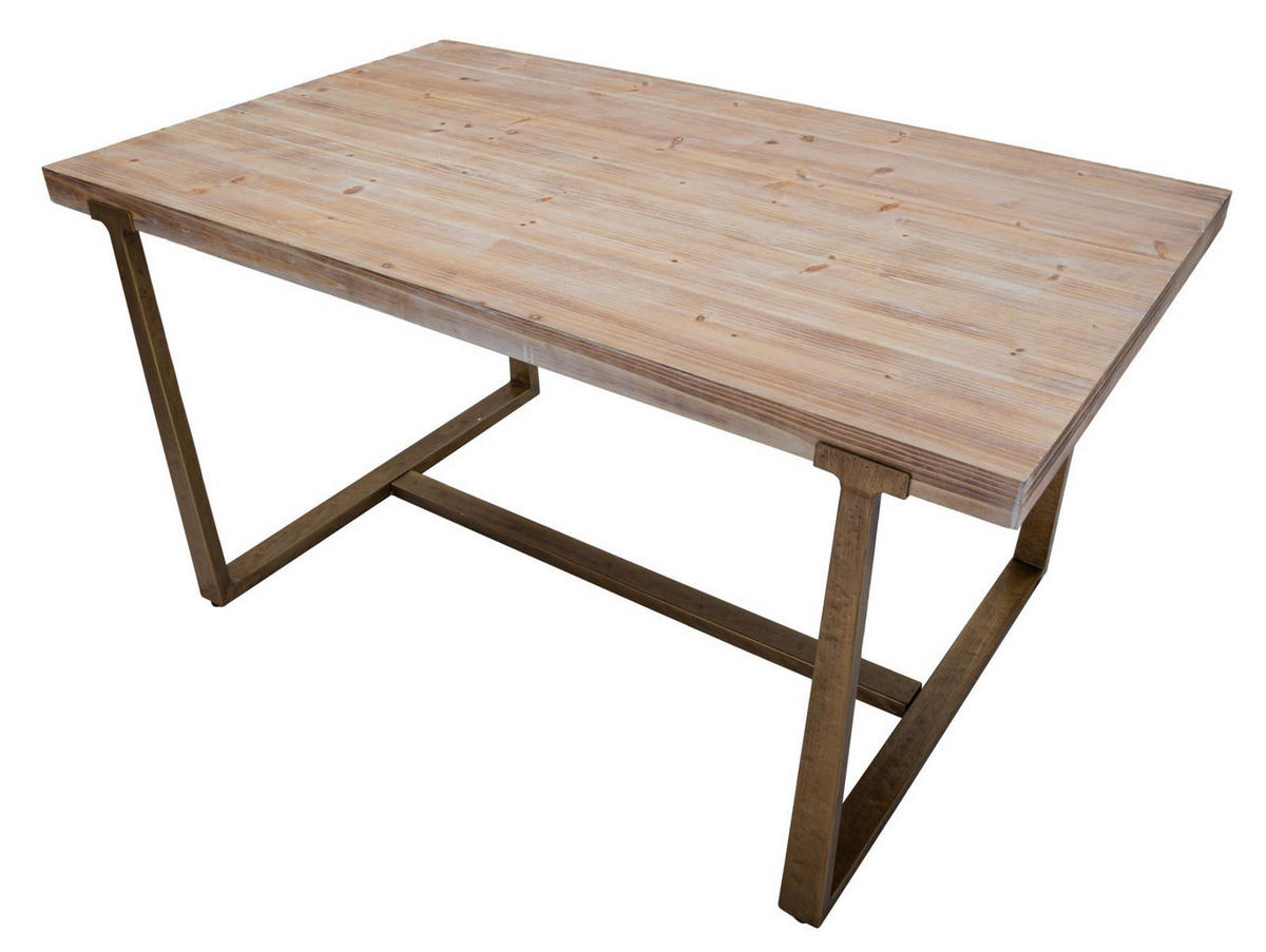 ESSTISCH Ankara, braun und goldfarben, MDF und Eisen, 150 x 90 x 78 cm - Goldfarben/Braun, Holzwerkstoff/Metall (90/150/78cm) - Mauro Ferretti