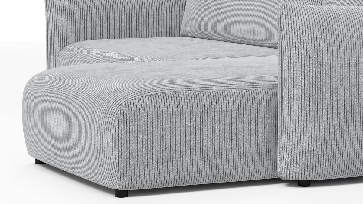 ECKSOFA TAUER 3-Sitzer links, hellgrau - Hellgrau/Schwarz, Holz/Textil (248/173cm) - Courtois Laville