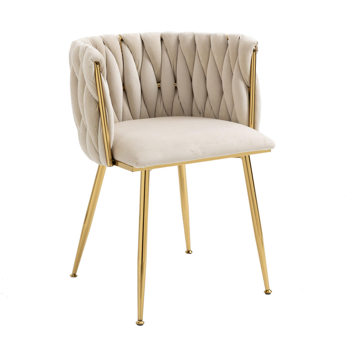 STUHL-SET 2 Stück Samt mit Goldbeinen, DE-42222, Elfenbein - Creme, Metall (41/74/55.5cm) - ComfortXL
