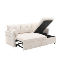 ECKSCHLAFSOFA Cord mit Stauraum und umbaubarer Ottomane Beige 206/108/66 cm - Beige, Textil (108/206cm) - Redom