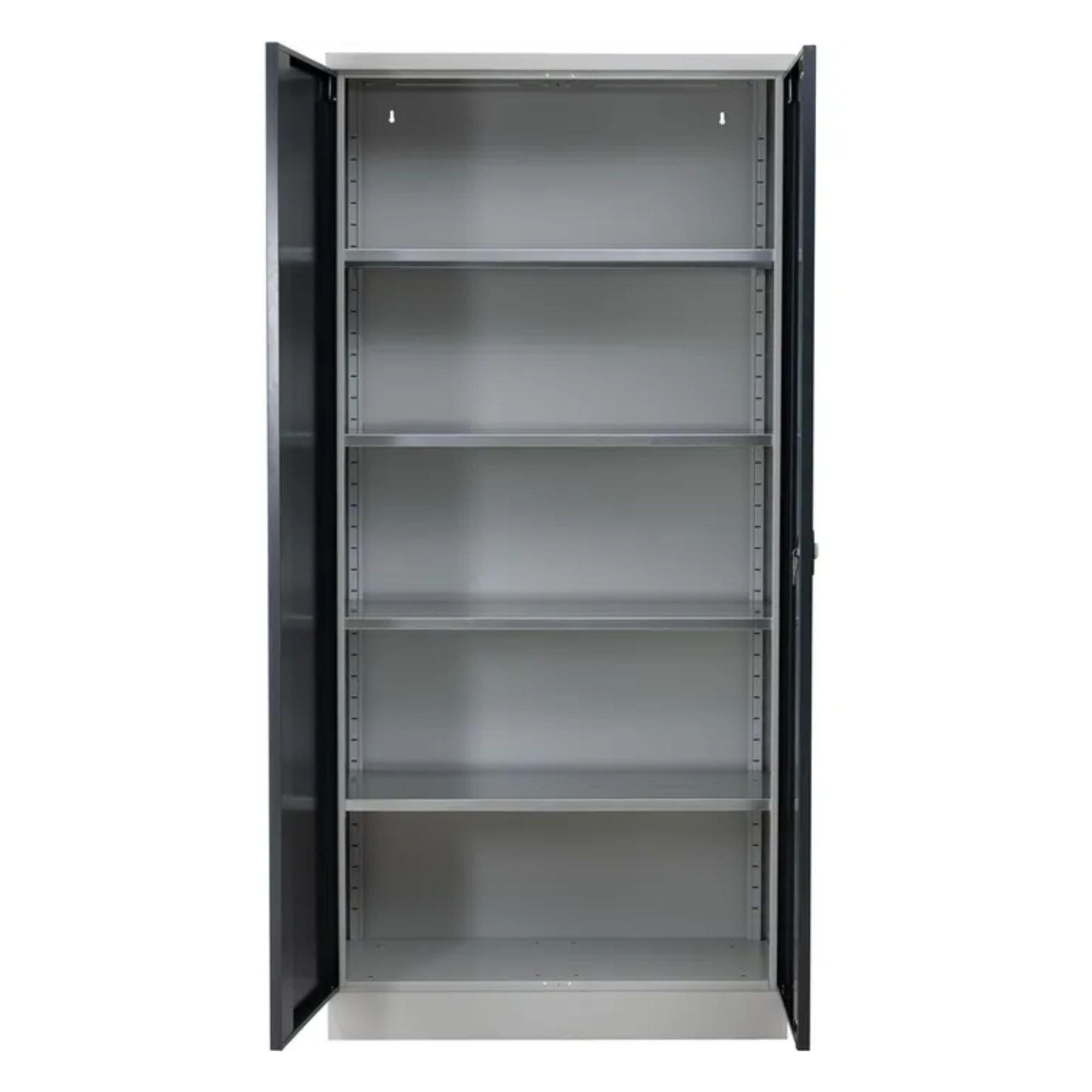STAHLSCHRANK Bee mit 9 verzinkten Fachböden 195x92x50 cm Korpusfarbe Lichtgrau Frontfarbe Anthrazit - Anthrazit, Metall (92/195/50cm)