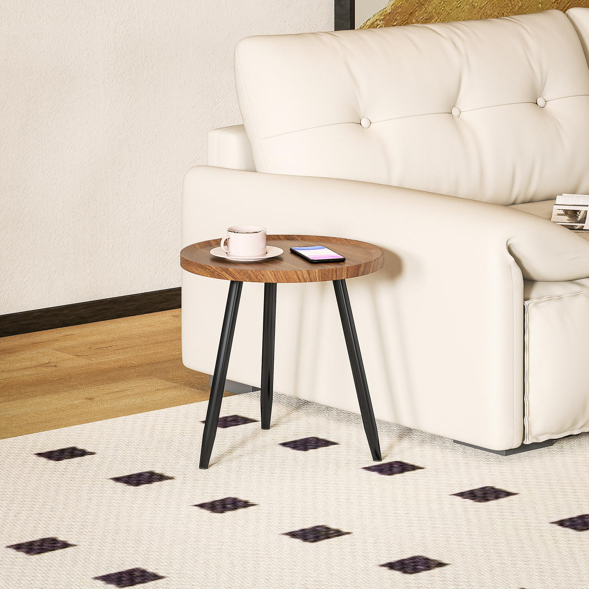 COUCHTISCH DE-15788 mit erhöhtem Rand Nussbaum - Naturfarben, Holzwerkstoff (40/40/39cm) - ComfortXL