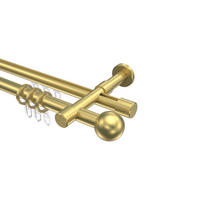 GARDINENSTANGE RUNDROHR-INNENLAUF Prestige Luino 140 cm, 2-läufig, 20 mm Ø Messing-Optik - Messingfarben, Metall (140cm) - INTERDECO