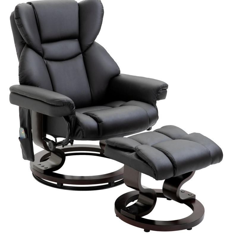 RELA/AČNÉ kreslo funkciou a podnožkou, 79/82/101 cm čierne, poťah z bonded leather - čierna, plast (82/101/79cm) - BEAOK