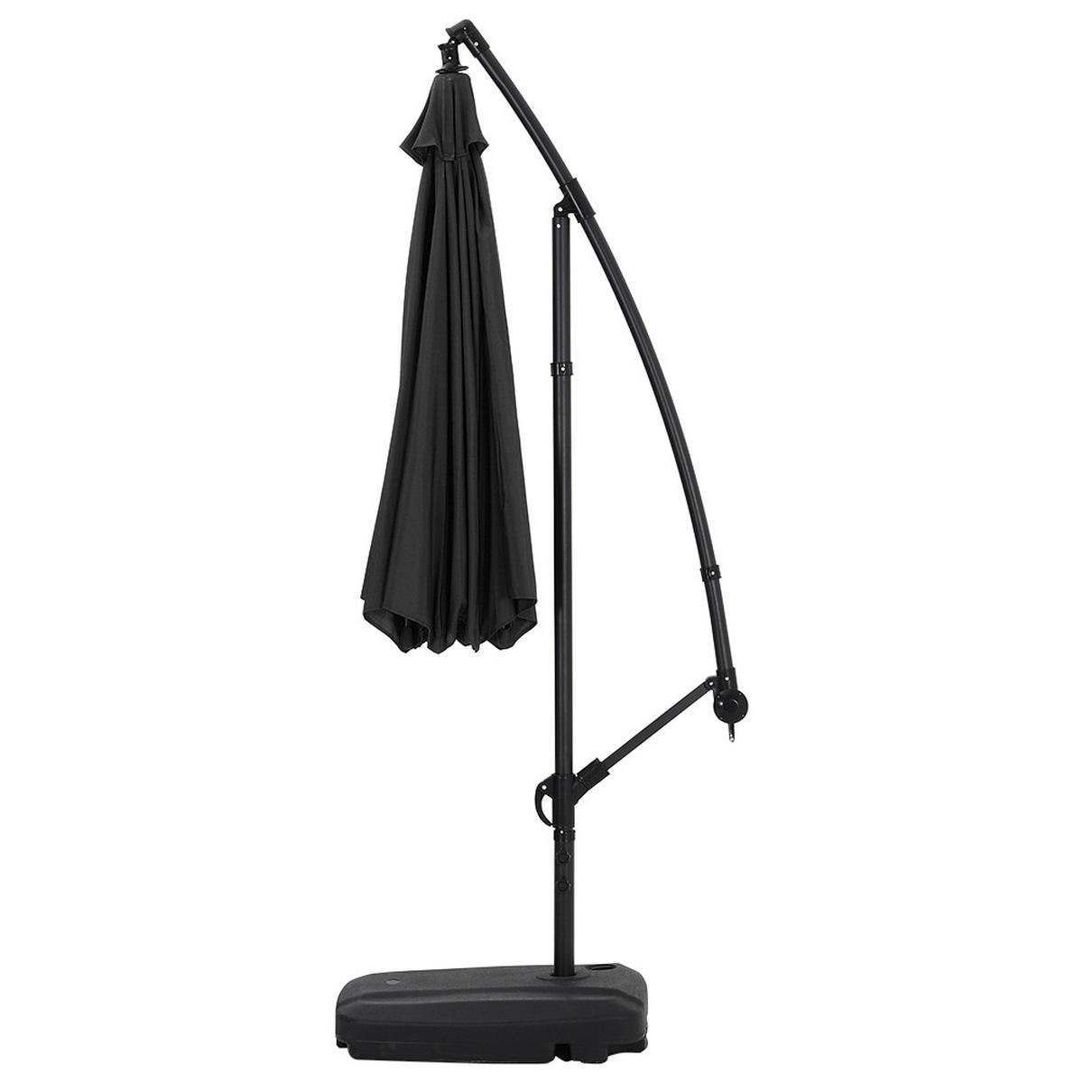 AMPELSCHIRM mit befüllbarer Kunststoff-Sockel mit dem Rollen aus Polyester Metall in Schwarz drehbar 360° neigbar 60° 3 x 2.6m - Schwarz, Metall (300/240cm) - Livingandhome