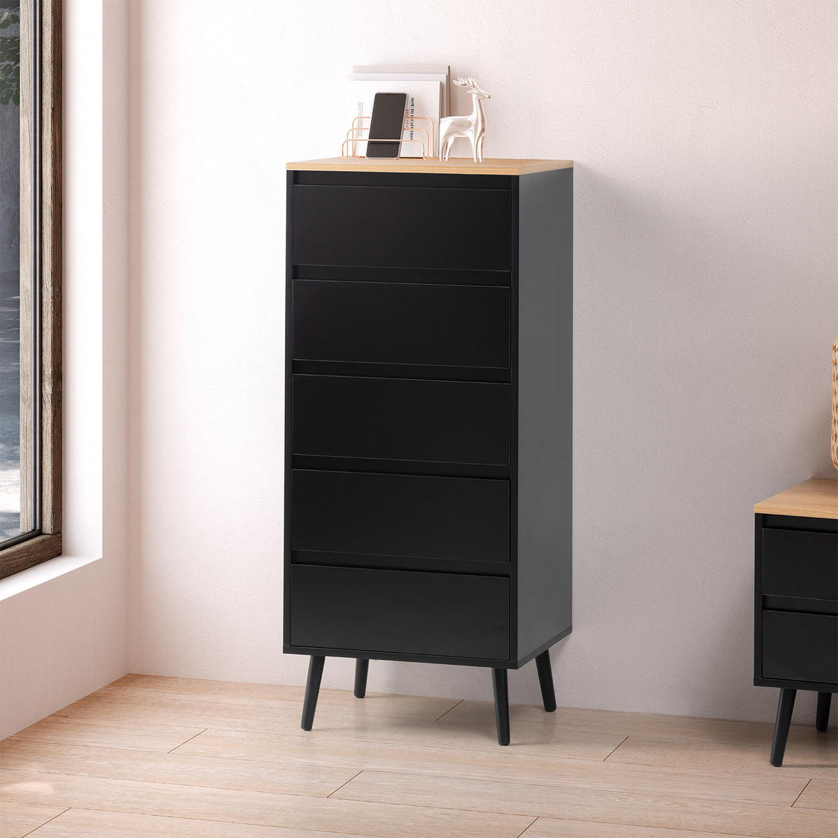 KOMMODE 50/115/40 Desi schwarze Farbe - Schwarz, Holzwerkstoff (50/115/40cm) - VS Venta-stock