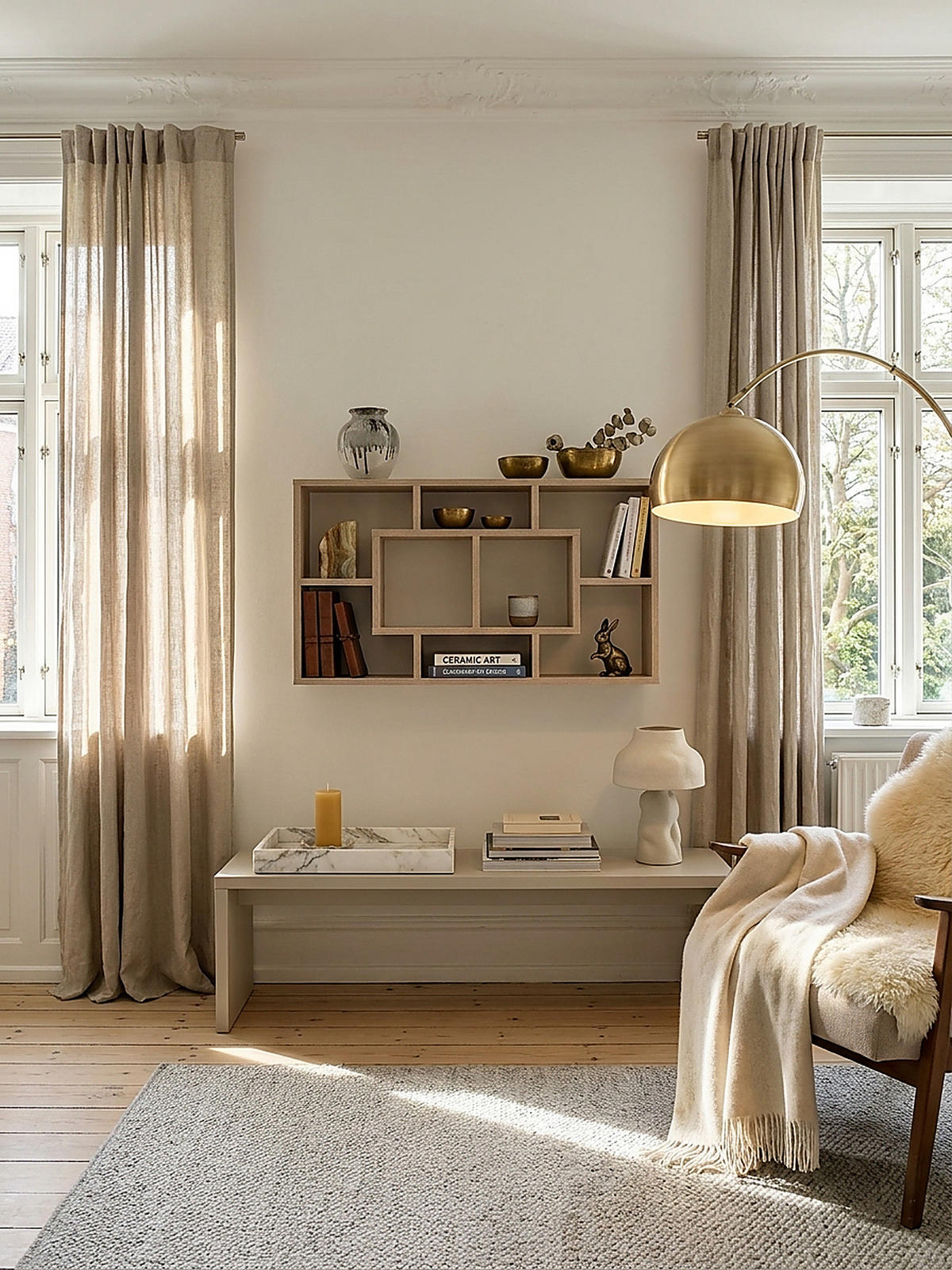 WANDREGAL RUR MDF Melaminbeschichtet Modern, Beige 85x16x48 cm - Beige, Holz (85/48/16cm) - KADIMA DESIGN