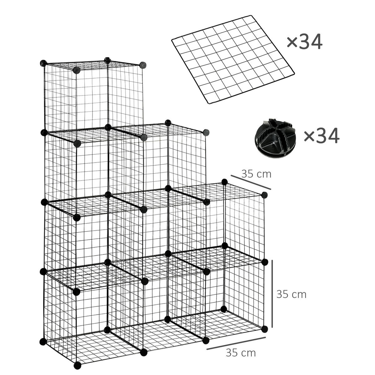 REGALSYSTEM, Steckregal, Schwarz - Schwarz, Metall (35/35/35cm) - HOMCOM