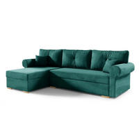 ECKSOFA LION, L-Form mit Schlaffunktion und Bettkasten, Grün, Veloursstoff, links - Grün, Textil (238/85cm) - Sepro Meble