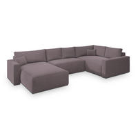 WOHNLANDSCHAFT VELAMI R-S Lila Velours-Stoff mit Schlaffunktion - Lila, Holz (365/83/194cm) - MASSENO