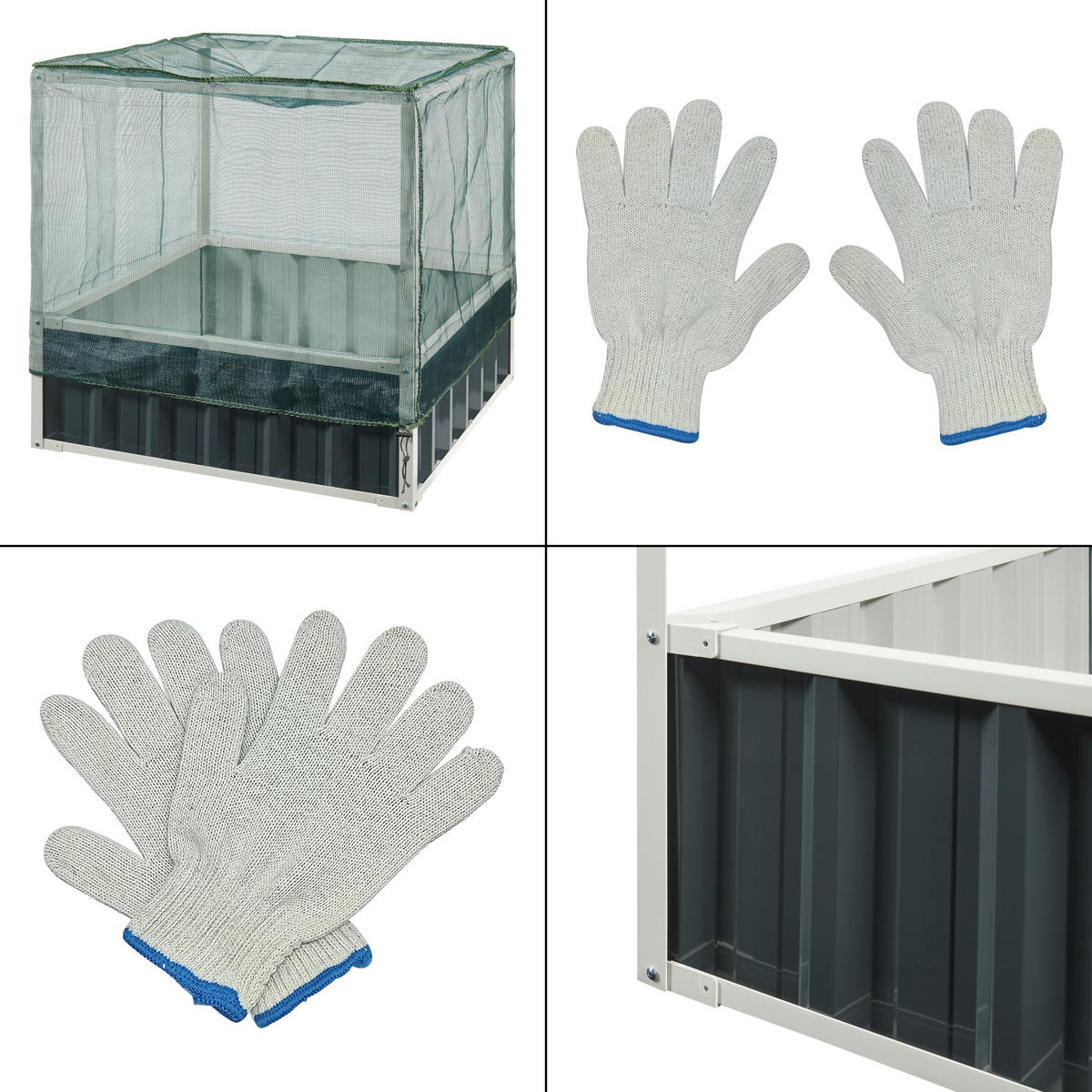 HOCHBEET Alblasserdam mit Netz - Anthrazit, Metall (90/88/90cm) - [en.casa]