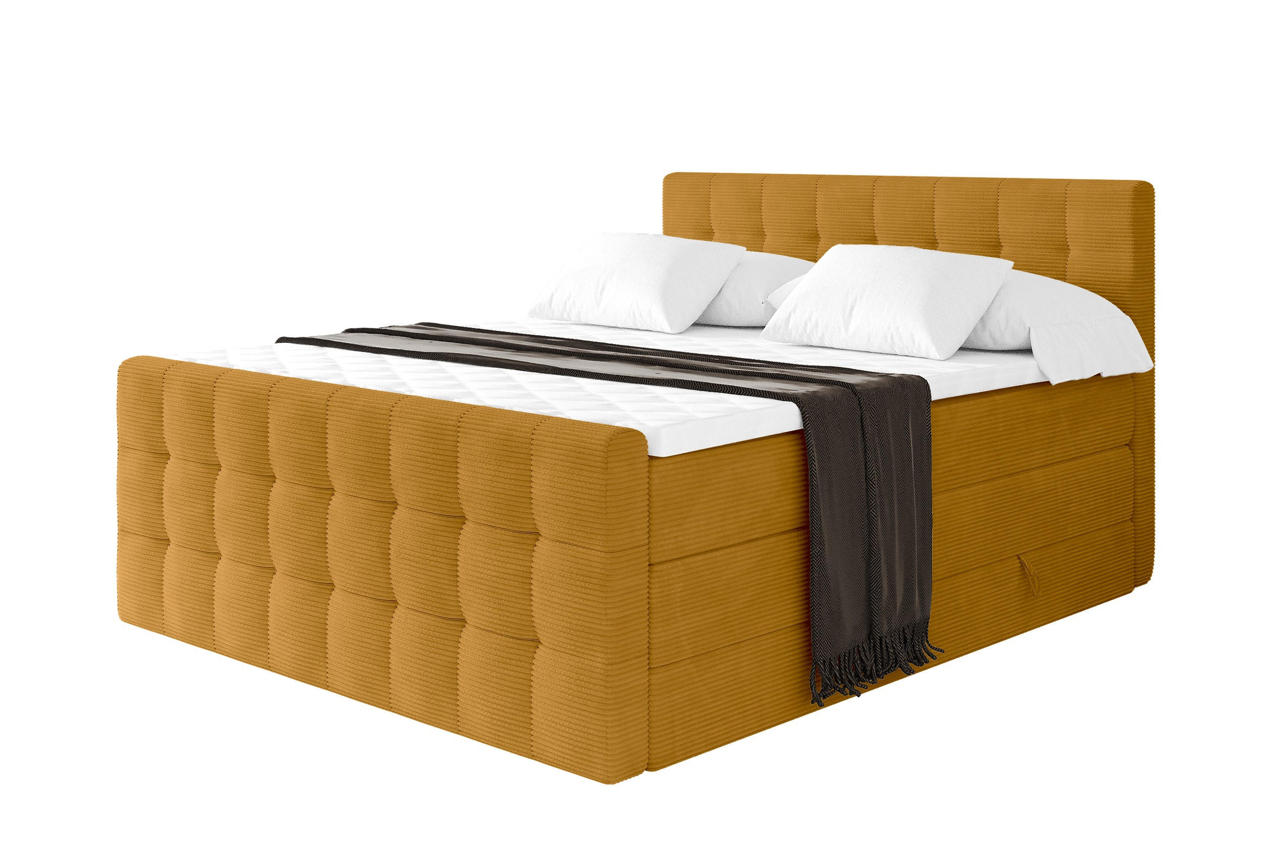 Altdecor Boxspringbett Currygelb 123x200 cm