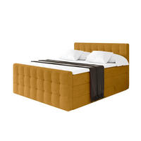 BOXSPRINGOVÁ POSTEL s matrací H3/H4 - IGAN-Z KING - 160x200 cm Hořčicová - kari žlutá, kompozitní dřevo (163/200cm) - ALTDECOR