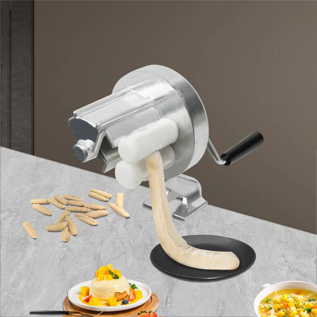 NUDELMASCHINE Manuell Gnocchi Cavatelli Spaghetti Pasta - Silberfarben, Metall (1/1/1cm) - Bextcok