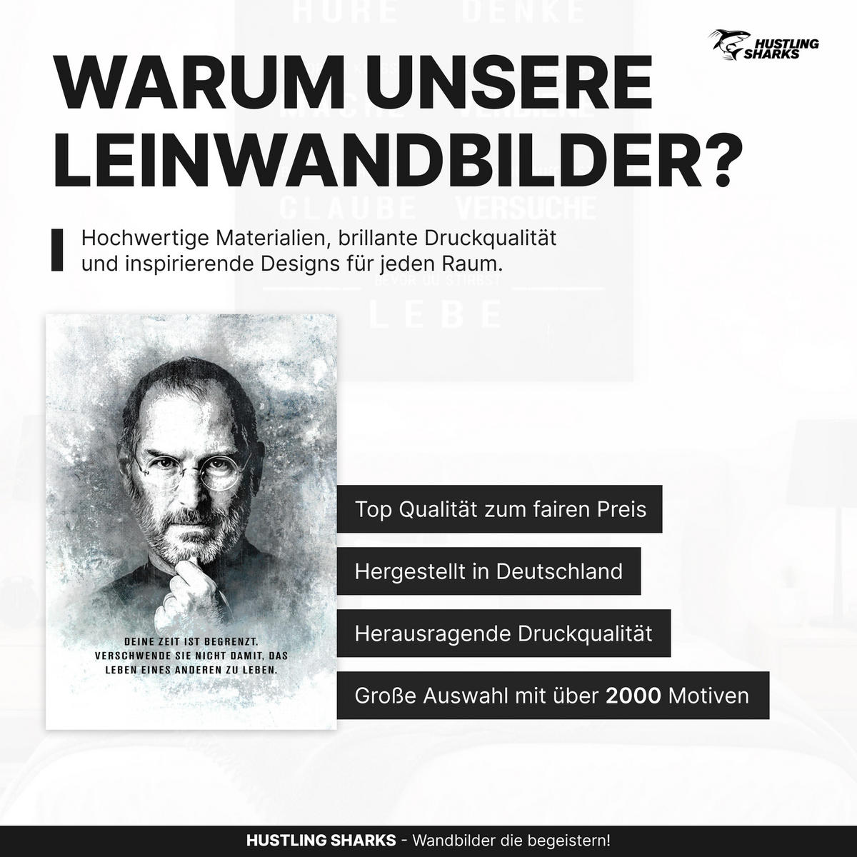 LEINWANDBILD Lebe Dein Leben 30x40 cm - Weiß, Papier (30/2cm) - Hustling Sharks