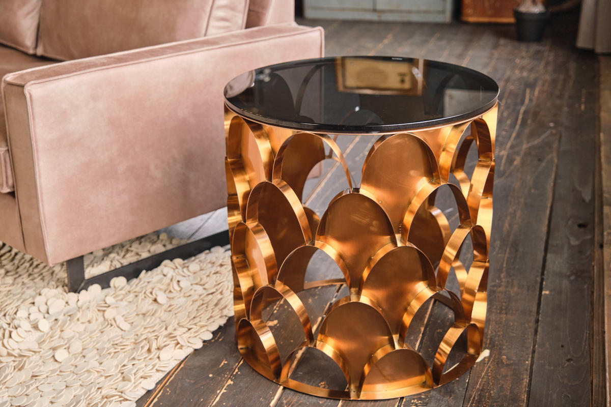 BEISTELLTISCH MEDINA Rosé Glas - Roségold/Rosa, Glas/Metall (60/60/60cm) - KAWOLA