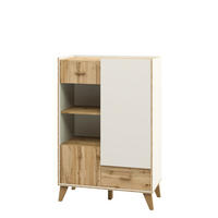 HIGHBOARD Skandi weiß / Eiche Wotan 81 / 40 / 132cm - Eichefarben/Multicolor, Holz/Holzwerkstoff (81/132/40cm) - Feldmann-Wohnen