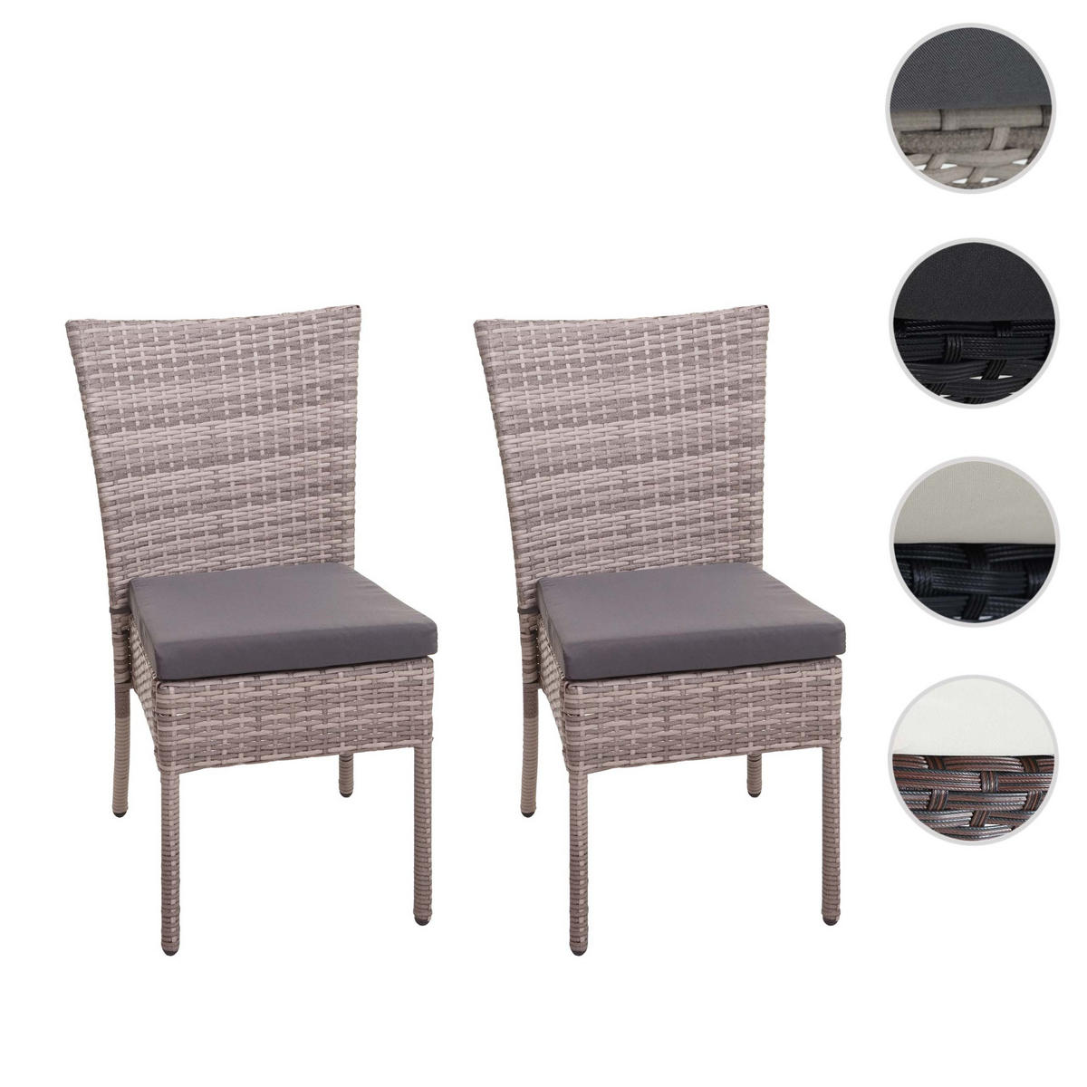 POLY-RATTAN STUHL Grau, Braun, Anthrazit 2er-Set - Anthrazit/Braun, Kunststoff (52/90/58cm) - MCW