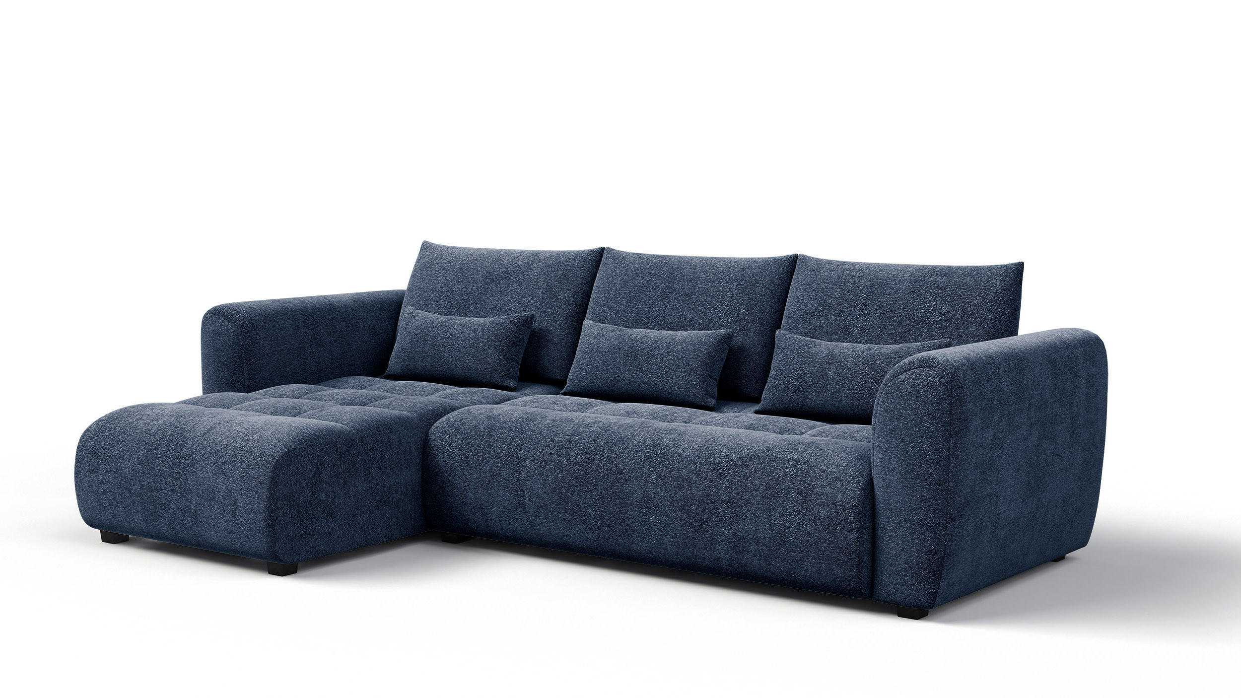 ECKSOFA SORENO 4-Sitzer, dunkelblau - Schwarz/Dunkelblau, Holz/Textil (293/171cm) - Courtois Laville