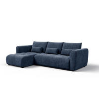 ECKSOFA SORENO 4-Sitzer, dunkelblau - Schwarz/Dunkelblau, Holz/Textil (293/171cm) - Courtois Laville