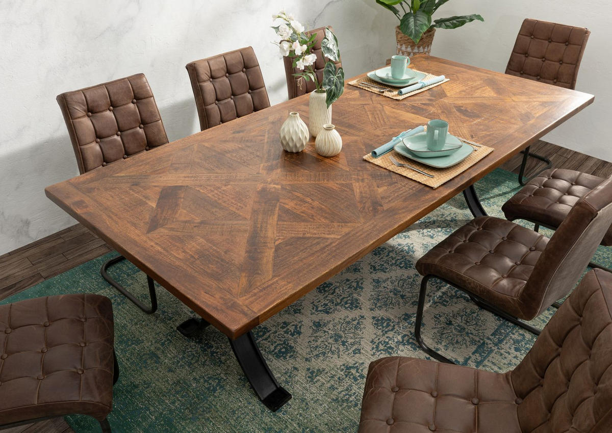 ESSTISCH Mango 210x107x76 braun lackiert STILMÖBEL #118 - Braun, Holz (210/107/76cm) - Massivmoebel24