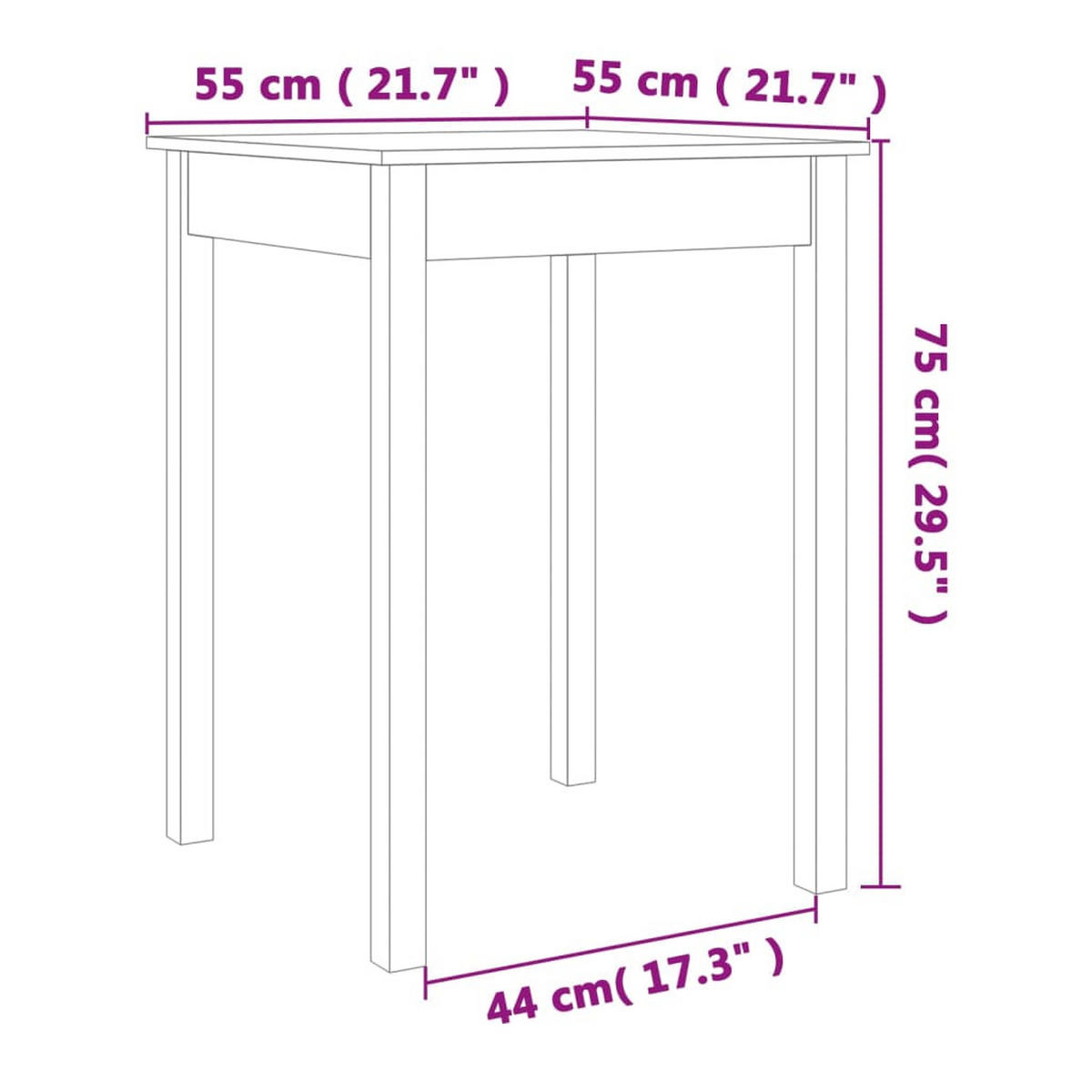 ESSTISCH Wachsbraun 55/55/75 Cm Massivholz Kiefer - Braun, Holz (55/55/75cm) - vidaXL