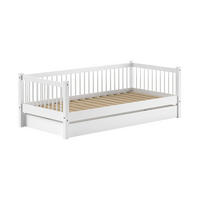 KOJENBETT 90x200 Keeley Buche Weiß Holz Schublade Komfort Stabil - Weiß, Holz (90/200cm) - 58aufmkessel