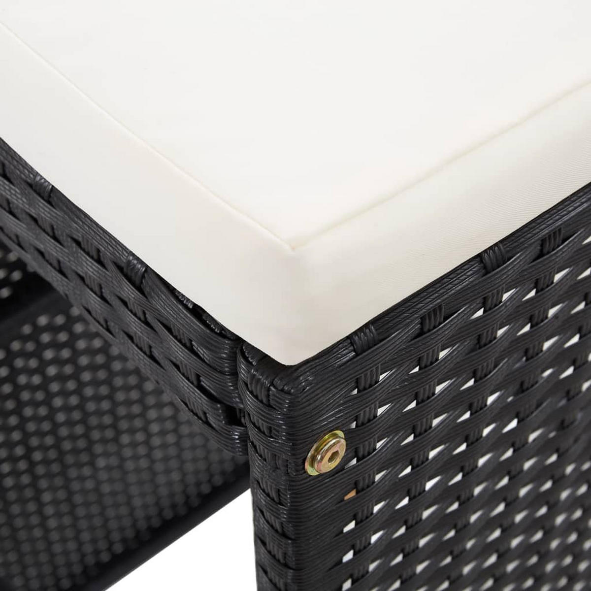 BARSET mit 6 Barstühle aus Poly Rattan, Schwarz, 7-teiliges Set - Schwarz, Kunststoff - vidaXL