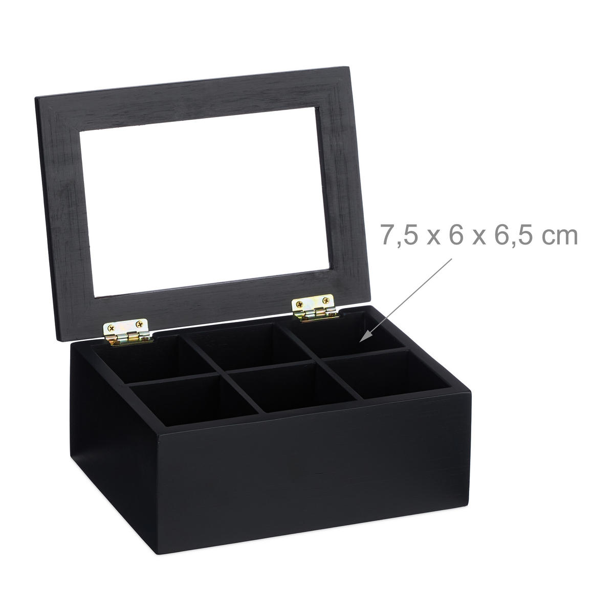 TEEBOX - Schwarz, Holz/Kunststoff (21.5/9/16cm) - Relaxdays