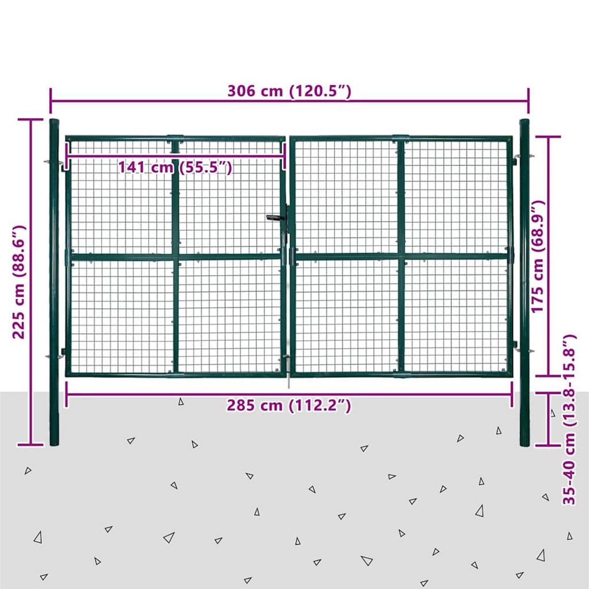 GARTENGITTER Für Tor Zaun Tür Und Wand 300/175 Cm - Grün, Metall (306/225cm) - vidaXL