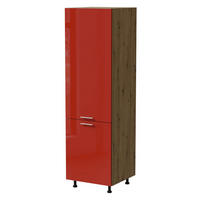 KÜHLSCHRANKUMBAUSCHRANK Brerra D14/DL/60/207 RAL 3002 karminrot Hochglanz / Eiche Artisan Matt 60 / 59 / 207cm - Rot/Eiche Artisan, Holz/Holzwerkstoff (60/207/59cm) - Feldmann-Wohnen