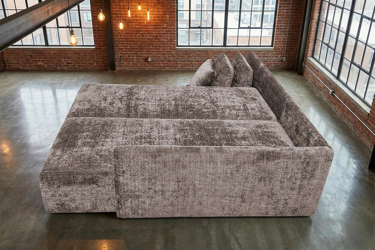 SCHLAFSOFA SADIRA Taupe Flachgewebe - Taupe/Schwarz, Kunststoff/Textil (288/209cm) - KAWOLA