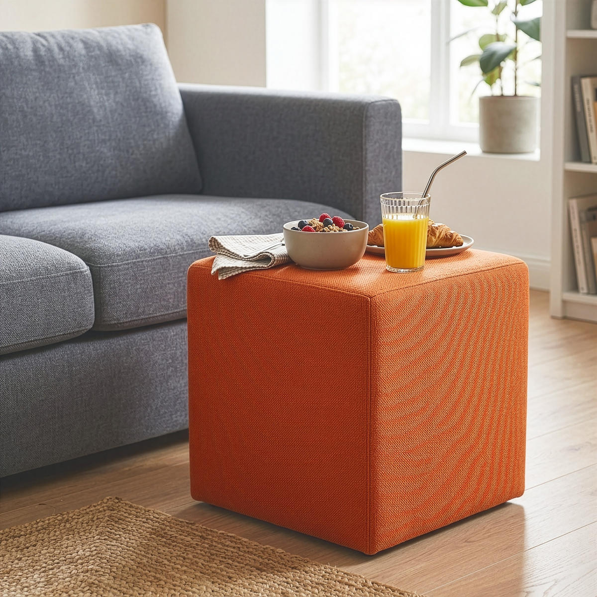 HOCKER M22 Orange 41/45/41 cm eckig - Orange, Holzwerkstoff (41.1/45/41.1cm) - Livojo