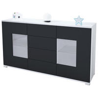 SIDEBOARD Grömitz Schwarz matt - Schwarz, Holzwerkstoff (138.5/75.5/35cm) - Vladon