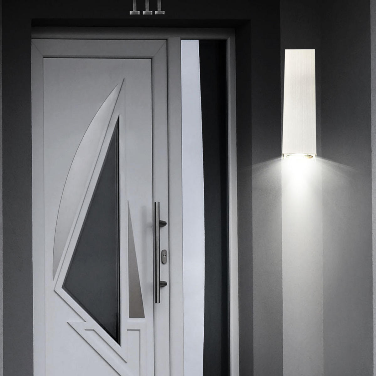 LED AUSSEN-WANDLEUCHTE Edelstahl Silber - Silberfarben, Glas (7.5/30/7.5cm)