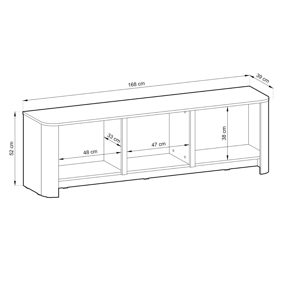 LOWBOARD TV AMOS RTV1-3D Abgerundeter Korpus, Kaschmir - Kaschmir, Holzwerkstoff/Kunststoff (168/52/39cm) - Komodee