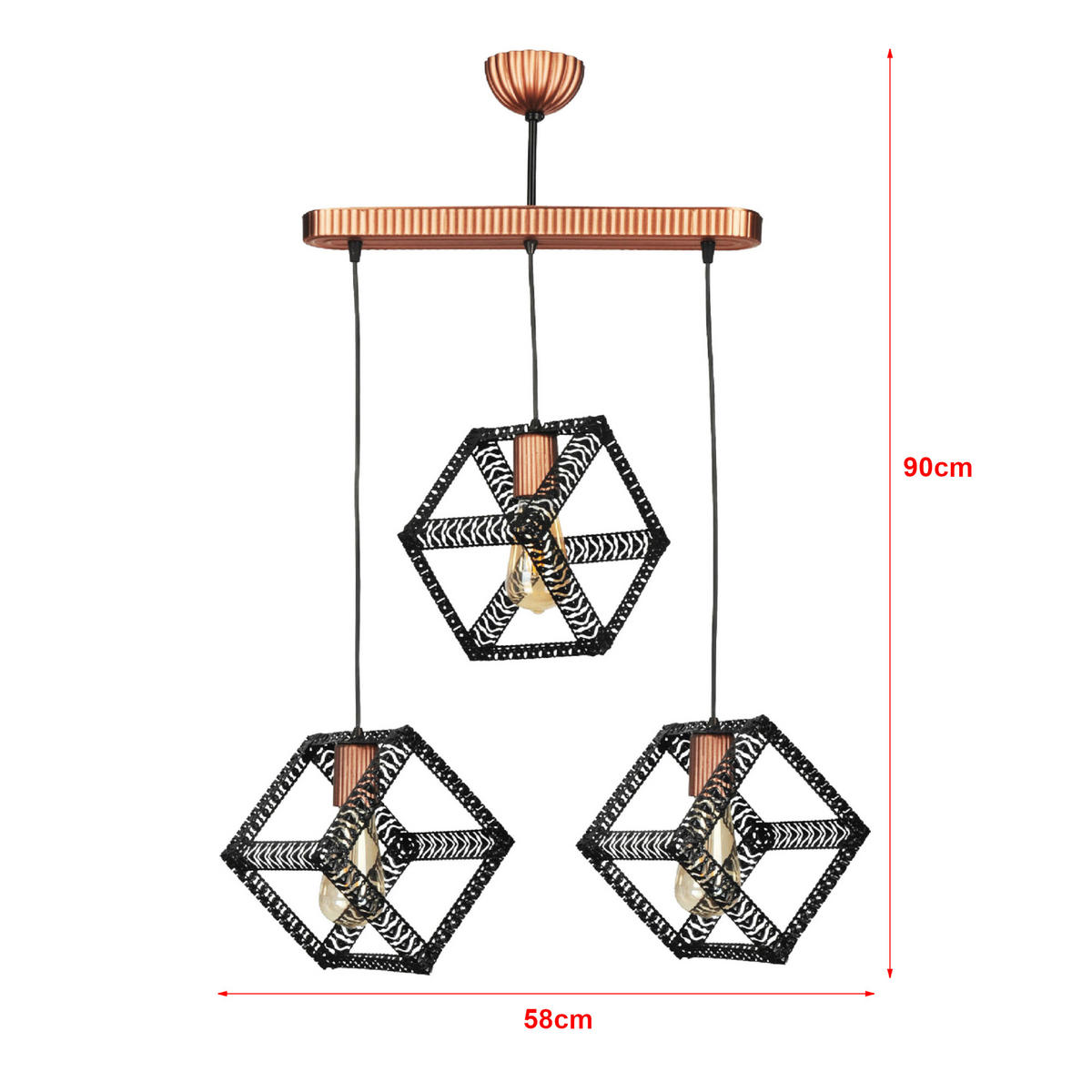 HÄNGELEUCHTE Diss - Kupferfarben, Metall (16/58/90cm) - lux.pro