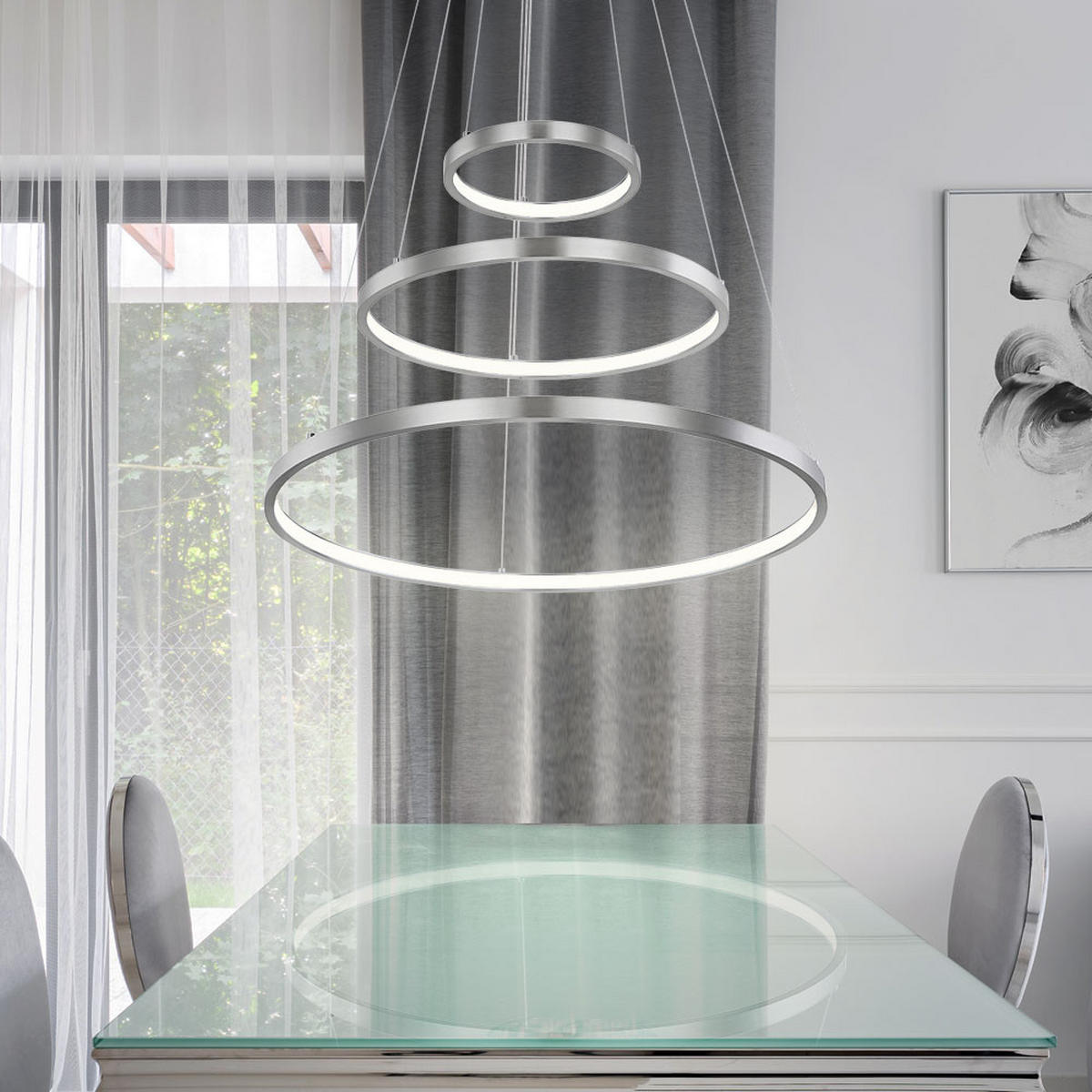 LED HÄNGELEUCHTE RALPH Silber matt - Silberfarben, Metall (51/51/120cm) - Globo Lighting