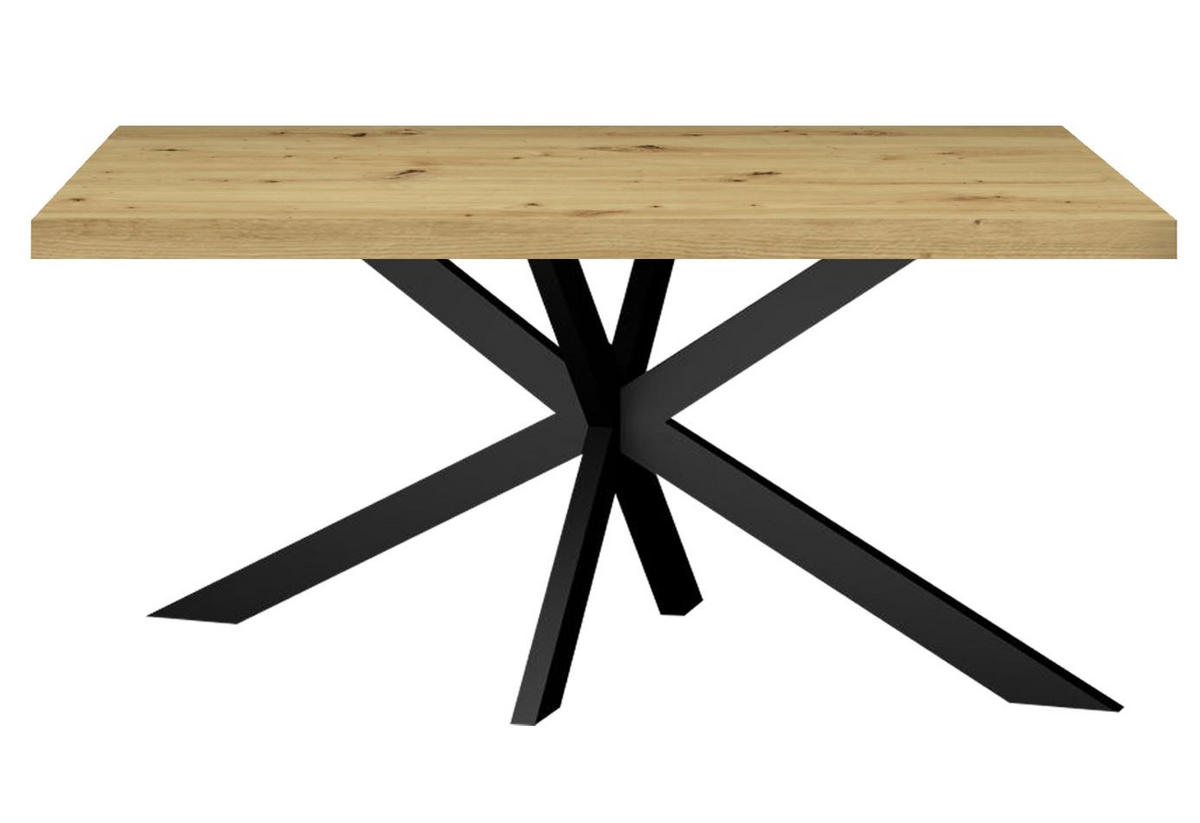 ESSTISCH Elgin 2 210x80x100 Metall+Holzwerkstoff Schwarz/Asteiche - Schwarz/Eiche Artisan, Holzwerkstoff (210/100/80cm) - 58aufmkessel