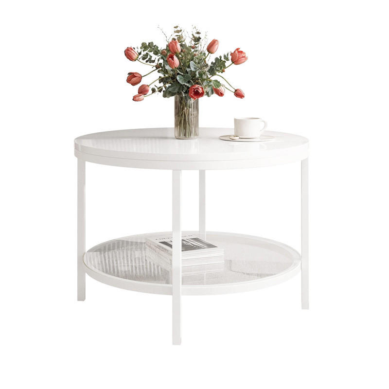 COUCHTISCH CANDY 60/42 cm runden, Weiß / Weiß Hochglanz - Weiß Hochglanz/Weiß, Metall (60/60/42cm) - Idohome