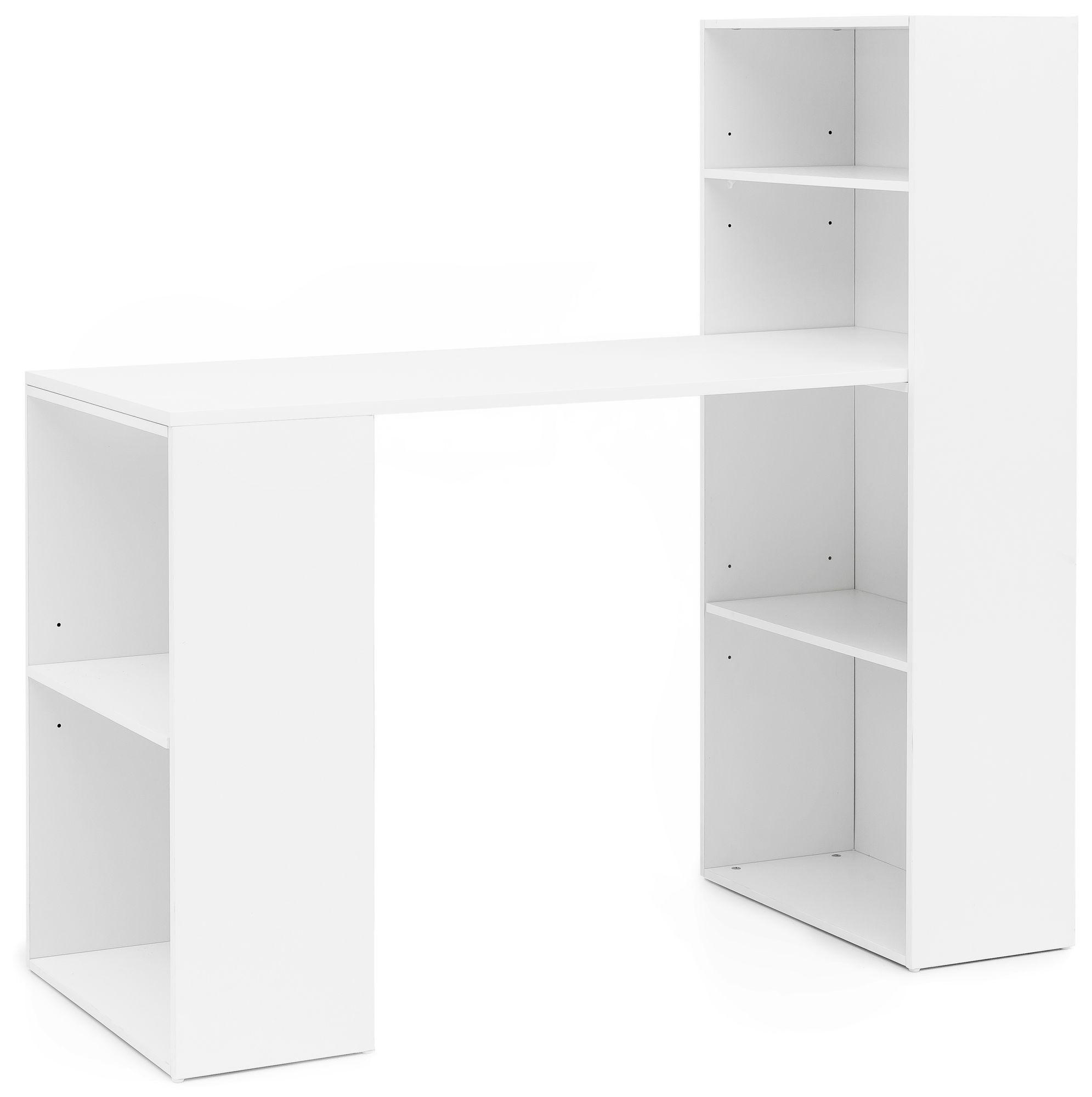 SCHREIBTISCH mit Regal variabel BRENTA, Weiß, 120x53x120 cm - Weiß, Holz (53/120/120cm) - KADIMA DESIGN